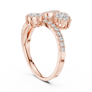 Jewels 18K Elegant Rose Gold Triple Round <b>CZ</b> Cluster <b>Ring</b> Cross Adjustable Open Band <b>Ring</b> for Women - Product Image 6