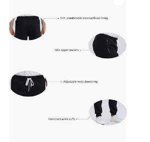Pantalones Deportivos Casuales para Hombre, Talla Grande, Cintura Elástica, Alta Calidad, Felpa Gruesa de Algodón y Poliéster, con Bolsillo con Cremallera en la Parte Delantera - Product Image 3