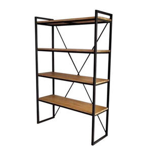 Large Metal Iron and Wooden Book Shelf Display Rack with 3 <b>Drawers</b> Indoor Bedroom Storage <b>Organizer</b> Elegant Furniture - Product Image 2