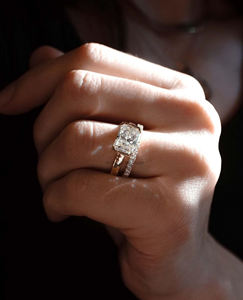 2.53 Ct Radiant Cut Moissanite Diamond Bezel Setting Elegant Bridal <b>Ring</b> Gold Crushed <b>Ice</b> Style with Certificate - Product Image 4