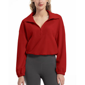 Sudadera con Media Cremallera para Mujer, Manga Larga, Estilo Pullover, para Correr, Ejercicios de Estiramiento, Tejido Ligero de Alto Rendimiento - Product Image 1