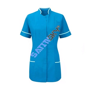 Ropa de médico de enfermera para mujer, uniforme de Hospital, Chaqueta larga de bloque de Color, disfraz, uniformes, Top - Product Image 4