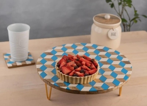 Soporte de pastel de madera de la mejor calidad con resina y metal Estilo Ins de alto estilo para fiesta Boda Restaurante Hotel de India - Product Image 6