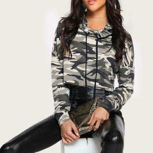 Sudadera con capucha recortada personalizable para mujer, ajuste holgado, OEM estampado de letras, ropa informal bordada de invierno largo, tela tejida - Product Image 1