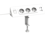 US Plug soket ekstensi Strip daya listrik Multi Plug Industrial 3 AC Outlet hitam 2 USB-A 2 USB-C Perlindungan lonjakan api