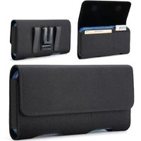 Étui de protection en nylon noir BECPLT pour 16 Pro Max, 15 Pro Max, 14 Pro Max avec clip ceinture et emplacements pour cartes d'identité