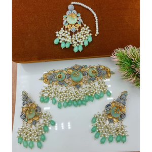 Ensembles de bijoux plaqué or 18 carats en acier inoxydable temple indien du sud collier tour de cou à la mode Vintage Bollywood cadeaux - Product Image 5