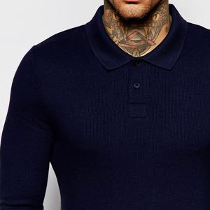 Jersey de punto súper elástico para hombre Super Slim Fit manga larga sólido Formal para Polo con tapeta de botón al por mayor - Product Image 3