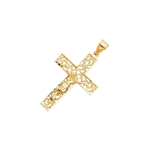 Pendentif croix élégant classique en plaqué or jaune 14 carats Bijoux religieux fantaisie Hommes Femmes Enfants Pierre de zircon Alliage métallique - Product Image 2
