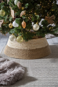 Collar de árbol de Navidad tejido natural tejido a mano, plegable, decoración navideña - Product Image 4