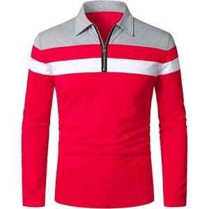 Men's Casual Crew Neck <b>Long</b> <b>Sleeve</b> Polo <b>Shirt</b> Slim Fit Contrast Color Fashion Tops Custom Logo Wholesale Streetwear OEM - Product Image 1