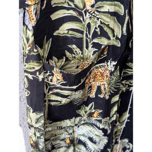 Robe kimono en coton imprimé à la main, motif floral Forêt Noire, tissu tissé - Product Image 4
