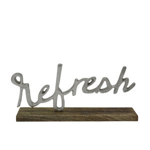 Escultura decorativa de aluminio elax con base rectangular de madera, decoración de mesa y sala de estar de color plateado, níquel áspero - Product Image 6