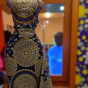 Tissu en dentelle française à sequins 3D de haute qualité, fait main, léger et lourdement perlé, pour robe de mariée africaine grande taille AWAIS HOUSE - Product Image 1