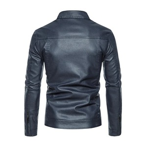 Chaqueta de cuero para motocicleta 2025 para hombre, abrigo corto informal ajustado con cuello levantado, chaqueta de PU, abrigo de cuero a prueba de viento para Otoño e Invierno para hombre - Product Image 5
