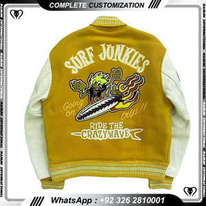 Logo personnalisé hommes en cuir Baseball Letterman Varsity vestes col montant polaire hiver OEM Service - Product Image 6