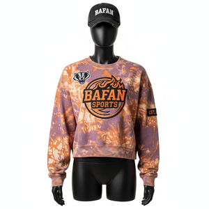 Sudadera para Mujer con Efecto Deslavado al Sol, Felpa Vintage, Color Naranja Morado, Talla Grande, Logotipo Personalizado, Lavado Ácido, Transpirable - Product Image 6