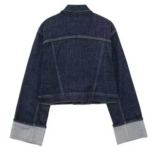 High Quality Custom Made OEM Blue Women's Knitted Cotton Long Jean <b>Jacket</b> with Custom Logo Wholesale Suppliers - Product Image 2