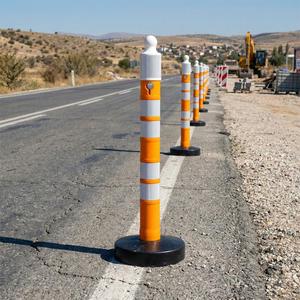 Yellow Delineator Post with Buoy 4 Reflective Sides 120 X 11 cm PE Material for Roadway & Traffic Safety - Product Image 1