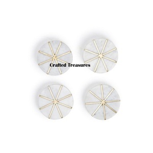 <b>Wooden</b> Coasters <b>Set</b> With Epoxy Resin White for Drinks, Modern Coasters for Bar Kitchen Home Apartment With Affordable Price - Product Image 3