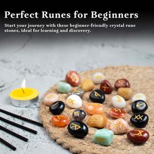 Pierres Rune sculptées à la main-Cristaux de guérison Chakra mélangés avec symboles Elder Futhark - Product Image 6