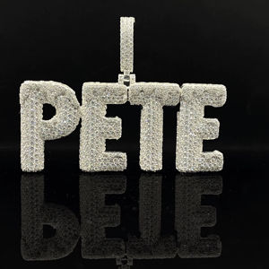 จี้เพชร CZ สไตล์ฮิปฮอป สแตนเลสสตีลชุบเงิน แบบกำหนดเอง - สำหรับทุกเพศ - Product Image 1