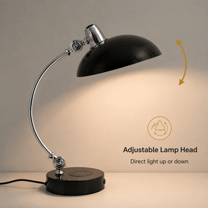 Retro Metal Table <b>Lamp</b> With Charging Base And Adjustable Head E27 Bulb For Bedroom Reading Study Desk Warm Atmosphere - Product Image 2