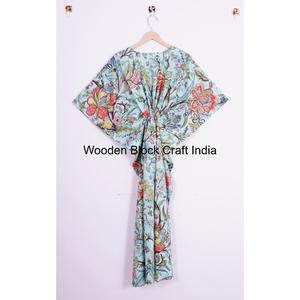 100% Cotton <b>Kaftan</b> Indian Cotton <b>Dress</b> Bohemian Cotton Robe Summer Wear <b>Kaftan</b> Night Wear <b>Womens</b> <b>Kaftan</b> For Gift - Product Image 5