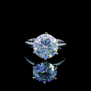 Moda takı son tasarım Vvs Moissanite elmas yuvarlak parlak kesim nişan yüzüğü kadın için 925 ayar gümüş yüzük