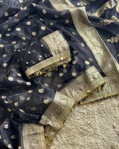 Vêtements de fête de qualité supérieure Organza Silk Saree Collection Vêtements de fête élégants Vêtements indiens et pakistanais disponibles au tarif de gros - Product Image 4