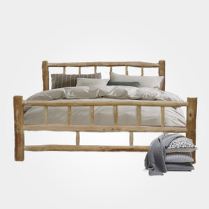 Cama de diseño minimalista hecha de madera maciza de teca de la mejor calidad de Indonesia - Product Image 3