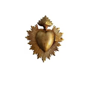 Oro Acabado Metal Sagrado Corazón Sunburst Colgante Milagros Sagrado Corazón para Pared Decorativo Católico Regalo y Decoración - Product Image 1