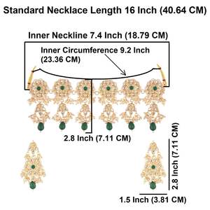 Crystal Kundan Faux Pearl <b>Choker</b> <b>Necklace</b> Earring Set Bridal Jewellery Manufactures Wholesale <b>for</b> <b>Women</b>, Green - Product Image 3