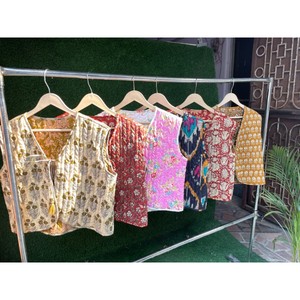 อินเดียผ้าฝ้ายเสื้อแจ็คเก็ตHandmade Reversibleพิมพ์เสื้อฤดูหนาวสั้นเสื้อฮิปปี้สไตล์เสื้อผู้หญิงเอวเสื้อ - Product Image 6