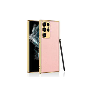 Coque de protection antichoc de luxe Fusion Slim pour Samsung Galaxy S23 Ultra, étui rectangulaire aspect cuir électroplaqué, coques arrière A53 - Product Image 1