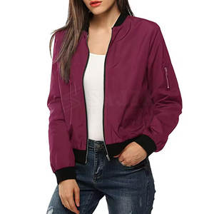 Elegante chaqueta de bombardero para mujer con cierre de cremallera y diseño personalizado para ropa de calle informal chaqueta de bombardero para mujer - Product Image 1