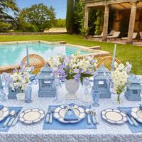 Ensemble de lanternes pagodes bleues faites à la main au design accrocheur pour la décoration de la maison, des fêtes et des vacances, fabriqué à partir des meilleures fibres de rotin, best-seller