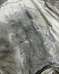 เสื้อยืดแฟชั่นผู้ชายสไตล์วินเทจปี 2024 ล้างสีแบบแอซิด แต่งลายขาดๆ สตรีทแวร์ พิมพ์ลายตัวอักษรด้วยเทคนิคซิลค์สกรีน แขนสั้น MONO RIDERS - Product Image 5