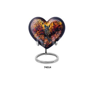 Urnes de Keepsak de coeur en aluminium de zèbre de haute qualité pour des cendres humaines avec le support - Product Image 1