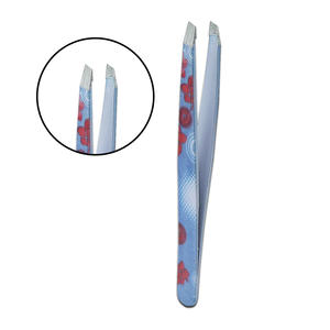 Pince à épiler de qualité supérieure, faite à la main, en acier à haute teneur en carbone, avec un design floral et une pointe inclinée |   Ciseaux professionnels légers et durables pour les poils incarnés des sourcils - Product Image 4