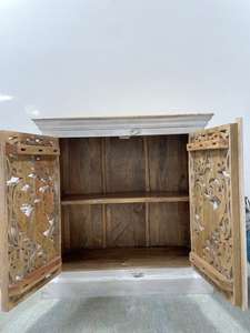 Buffet de salon moderne modulaire en bois massif de style occidental de luxe, blanc antique, avec portes et étagères - Product Image 4