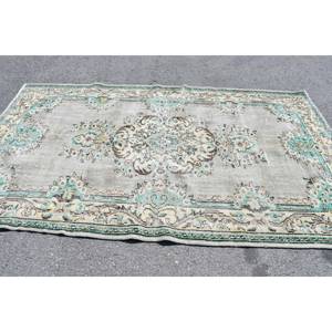 Classique gris vert 5.4x9.2 pieds grande surface tapis turc laine matériel Latex support Patchwork motif abstrait écologique - Product Image 3