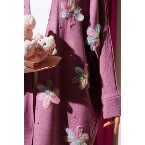 Kimono floral en tulle 3 pièces ensemble rose poussiéreux - Product Image 1