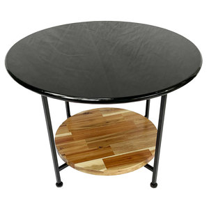 Olivia 2-Tier Oak Wood Top Iron Leg <b>Sofa</b> <b>Table</b> 60x60x45cm Modern Traditional Durable Double Layer Living Room <b>Table</b> TT68132 - Product Image 5