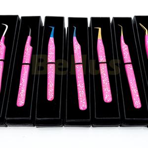 Pince à cils en acier inoxydable 45 90 degrés pointe en fibre outils d'extension professionnels de haute qualité durable OEM vente en gros - Product Image 2