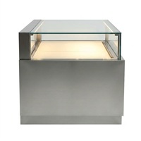 Vitrine de présentation commerciale moderne et minimaliste en verre transparent avec cadre en aluminium, portable, pour bijoux