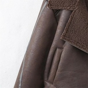 Automne nouvelle mode féminine loisirs polyvalent polaire moto Style fermeture éclair décoration veste courte manteau - Product Image 3