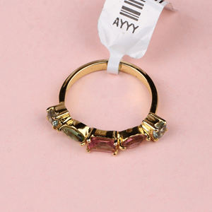 Anillo de turmalina múltiple natural verde azulado Anillo de turmalina clásico delicado Anillo de piedra natal en plata de ley 925 chapada en oro amarillo - Product Image 6