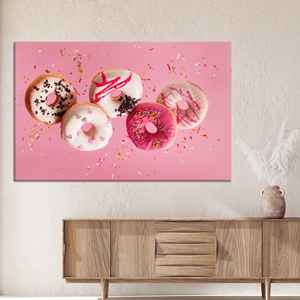 Lienzo Impreso: Arte Moderno para Pared de Cocina con Diseño de Donuts Dulces, Lienzo Enrollado - Product Image 1