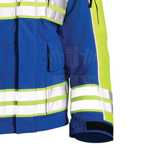Chaqueta de trabajo con capucha y cremallera reflectante de alta visibilidad Abrigo de seguridad de poliéster de invierno con interior polar - Product Image 5